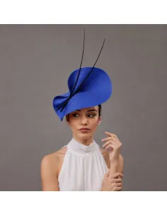 Electric blue and black wedding fascinator hat - Wedding hats for women - 1