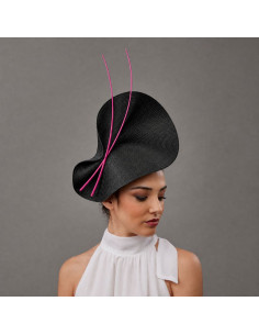 Kentucky derby hat for woman fucshia pink and black - Wedding hats for women - 1