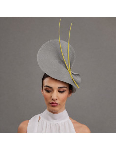 Grey and yellow Kentukcy derby fascinator hat - Wedding hats for women - 1 2