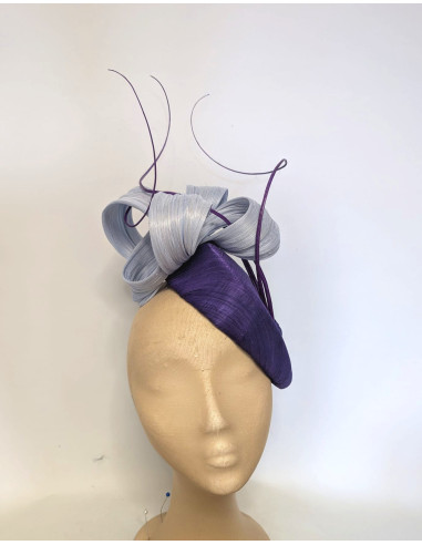 Custom Woman wedding fascinator purple and pale blue - Bridal Hats & Fascinators - 1