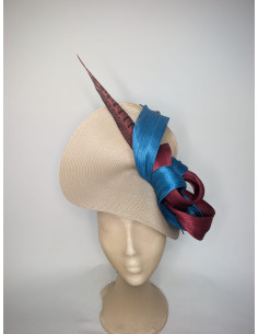 Custom Beige Fascinator with Feather - Wedding hats for women - 1