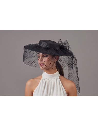 Black veil funeral hat for church - Shop - 4