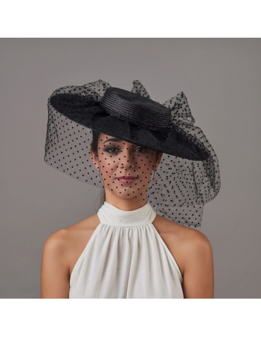 Black veil funeral hat for church - Shop - 3