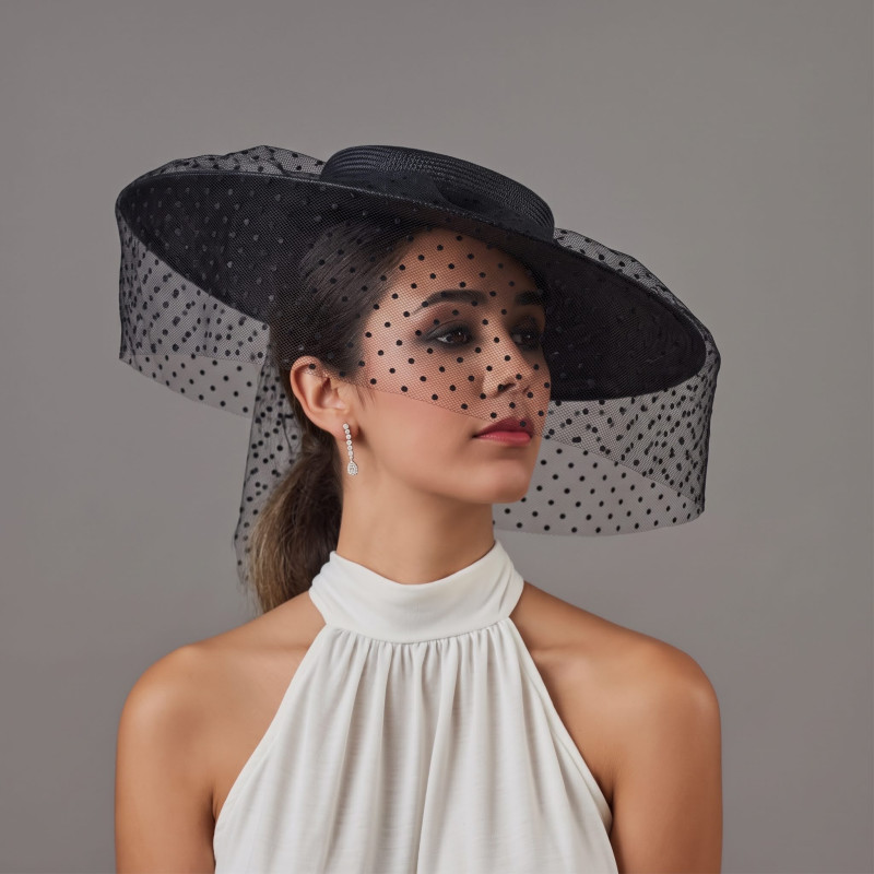 Black veil funeral hat for church - Shop - 2 Black veil funeral hat for church - Shop - 2