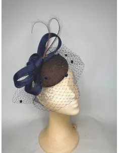 Customized Navy Women’s Fascinator Hat with Veil - Wedding hats for women - 1