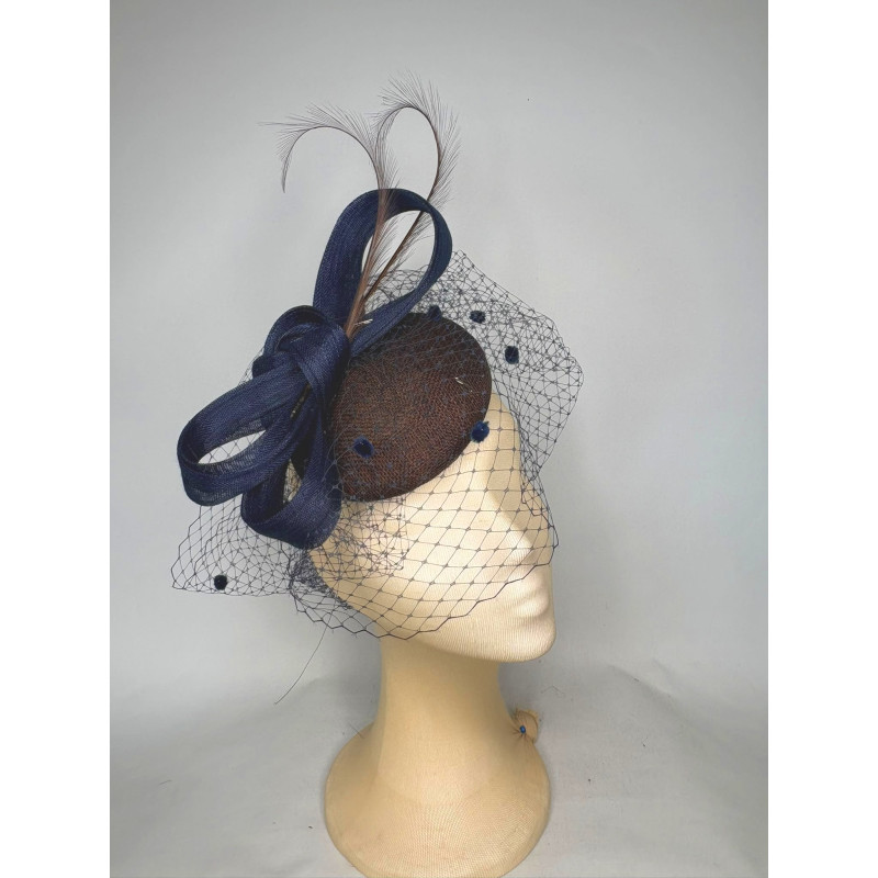 Customized Navy Women’s Fascinator Hat with Veil - Wedding hats for women - 1