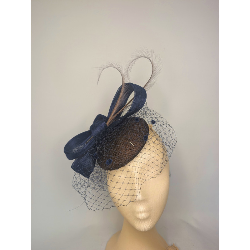 Customized Navy Women’s Fascinator Hat with Veil - Wedding hats for women - 2 Customized Navy Women’s Fascinator Hat with Veil - Wedding hats for women - 2