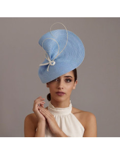 Elegant light blue and ivory Royal Ascot fascinator hat - Wedding hats for women - 1
