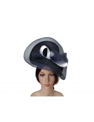 Navy and White Royal Ascot hat for Woman - Wedding hats for women - 4