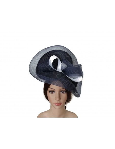 Navy and White Royal Ascot hat for Woman - Wedding hats for women - 4 Navy and White Royal Ascot hat for Woman - Wedding hats for women - 4