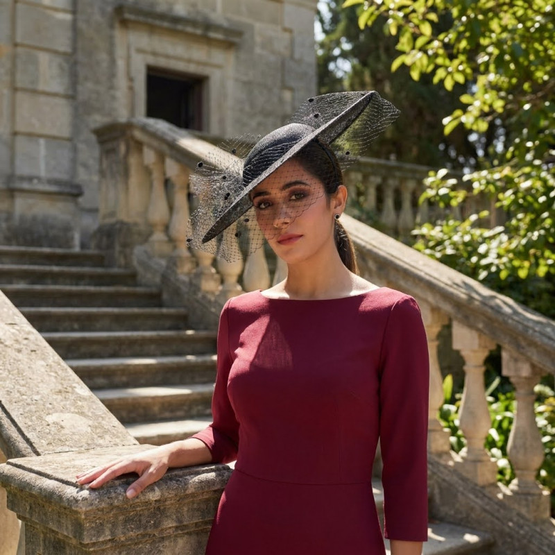 Black women hat with veil for church - Wedding hats for women - 2 Black women hat with veil for church - Wedding hats for women - 2