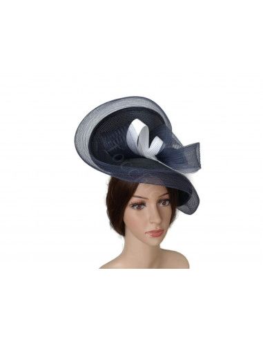 Navy and White Royal Ascot hat for Woman - Wedding hats for women - 6