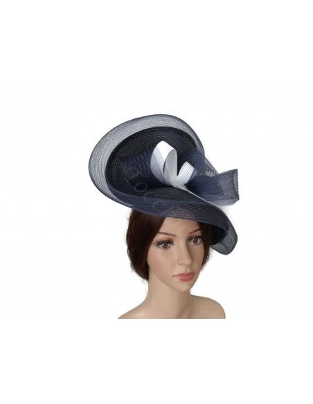 Navy and White Royal Ascot hat for Woman - Wedding hats for women - 6 Navy and White Royal Ascot hat for Woman - Wedding hats for women - 6