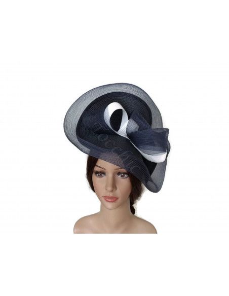 Navy and White Royal Ascot hat for Woman - Wedding hats for women - 7 Navy and White Royal Ascot hat for Woman - Wedding hats for women - 7