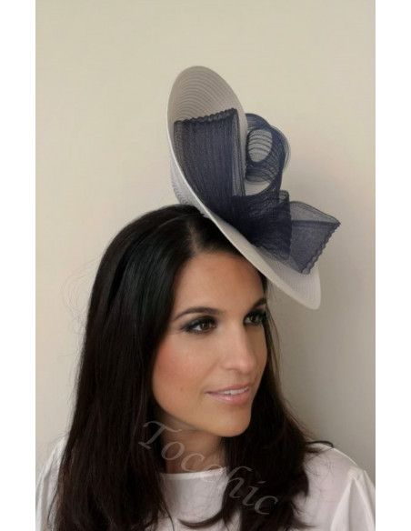 Navy blue and white Kentucky derby hat for woman - Wedding hats for women - 3 Navy blue and white Kentucky derby hat for woman - Wedding hats for women - 3