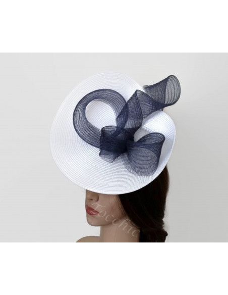 Navy blue and white Kentucky derby hat for woman - Wedding hats for women - 4 Navy blue and white Kentucky derby hat for woman - Wedding hats for women - 4