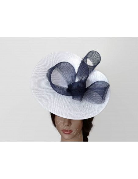 Navy blue and white Kentucky derby hat for woman - Wedding hats for women - 6 Navy blue and white Kentucky derby hat for woman - Wedding hats for women - 6