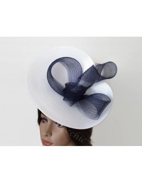 Tocado azul marino y blanco de boda - Pamelas y Tocados para madrinas - 8 Tocado azul marino y blanco de boda - Pamelas y Tocados para madrinas - 8