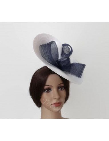 Tocado azul marino y blanco de boda - Pamelas y Tocados para madrinas - 9