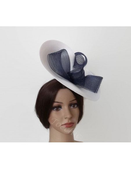 Tocado azul marino y blanco de boda - Pamelas y Tocados para madrinas - 9 Tocado azul marino y blanco de boda - Pamelas y Tocados para madrinas - 9