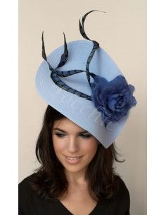 Pale blue fascinator with feathers - Wedding hats for women - 1 2