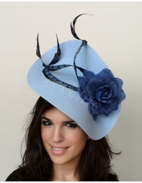 Tocado azul añil con plumas - Pamelas y Tocados para madrinas - 3 Tocado azul añil con plumas - Pamelas y Tocados para madrinas - 3