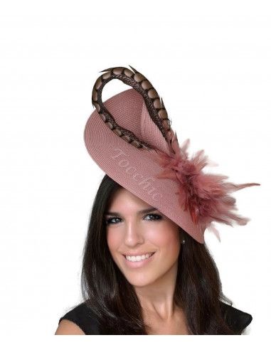 Woman feather fascinator pale pink - Wedding hats for women - 6