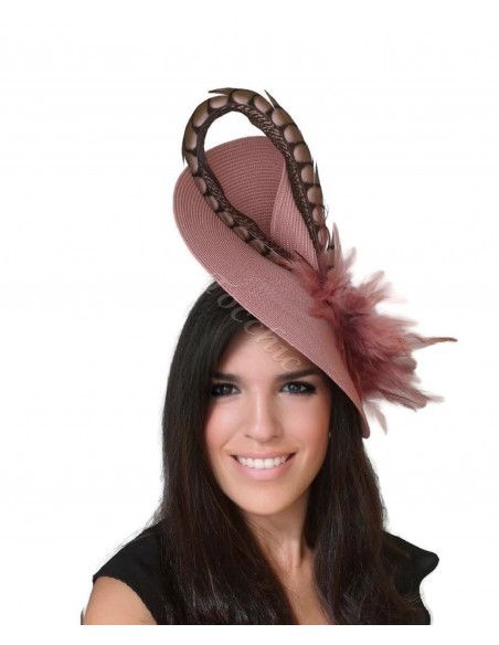 Woman feather fascinator pale pink - Wedding hats for women - 7