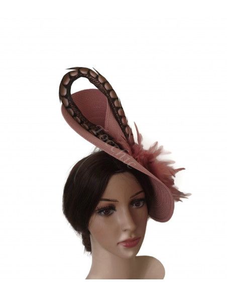 Woman feather fascinator pale pink - Wedding hats for women - 9