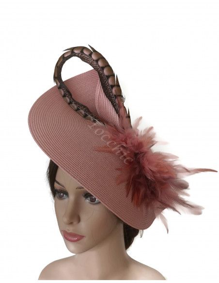 Woman feather fascinator pale pink - Wedding hats for women - 10