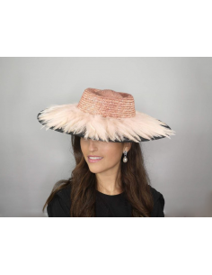 Elegant groom mother wedding hat black and nude pink - Wedding hats for women - 1