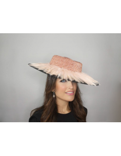 Elegant groom mother wedding hat black and nude pink - Wedding hats for women - 1 2
