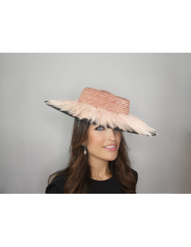 Elegant groom mother wedding hat black and nude pink - Wedding hats for women - 2