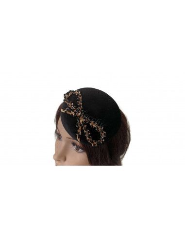 Small gold and black cocktail hat - Wedding hats for women - 4