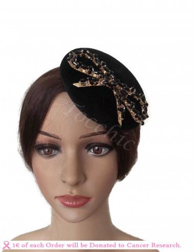 Small gold and black cocktail hat - Wedding hats for women - 6