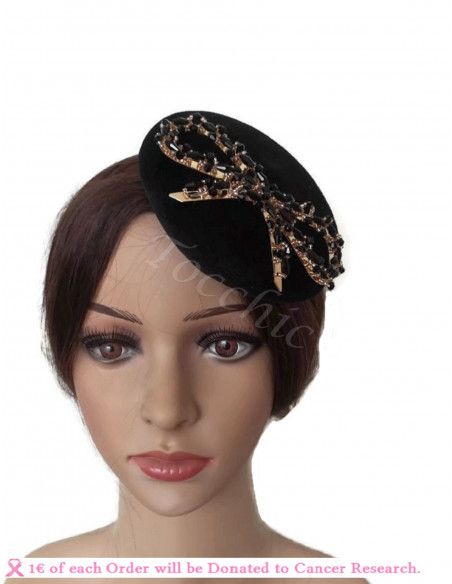 Small gold and black cocktail hat - Wedding hats for women - 6 Small gold and black cocktail hat - Wedding hats for women - 6