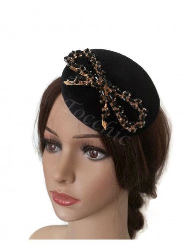 Small gold and black cocktail hat - Wedding hats for women - 7