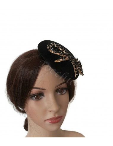 Small gold and black cocktail hat - Wedding hats for women - 9