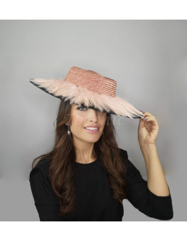 Elegant groom mother wedding hat black and nude pink - Wedding hats for women - 4