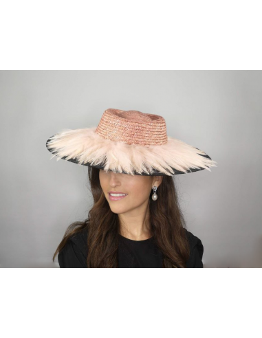 Elegant groom mother wedding hat black and nude pink - Wedding hats for women - 5