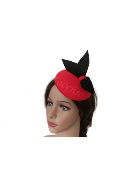Red and black winter fascinator - Wedding hats for women - 5