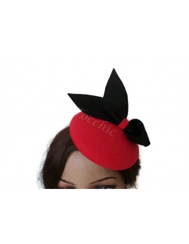 Tocado rojo y negro invierno - Pamelas y Tocados para madrinas - 6