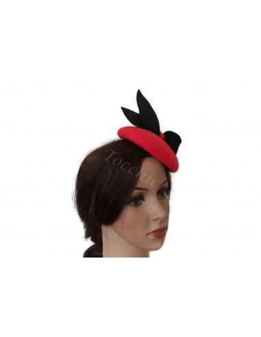 Red and black winter fascinator - Wedding hats for women - 7