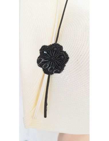 Elegante tocado blanco y negro para boda - Tocados de novia - 3