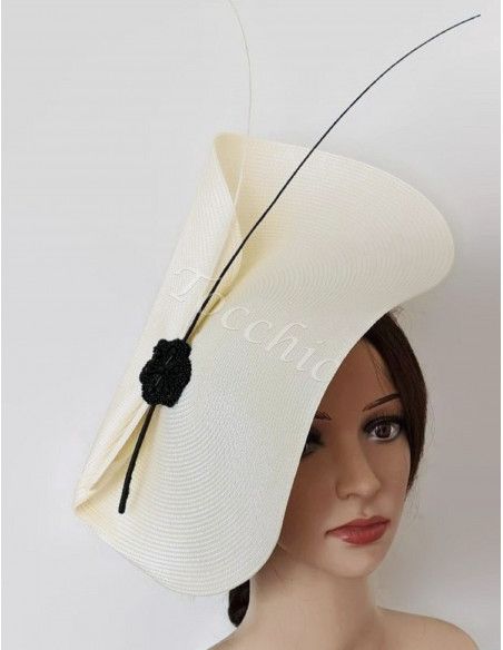 Elegante tocado blanco y negro para boda - Tocados de novia - 5 Elegante tocado blanco y negro para boda - Tocados de novia - 5