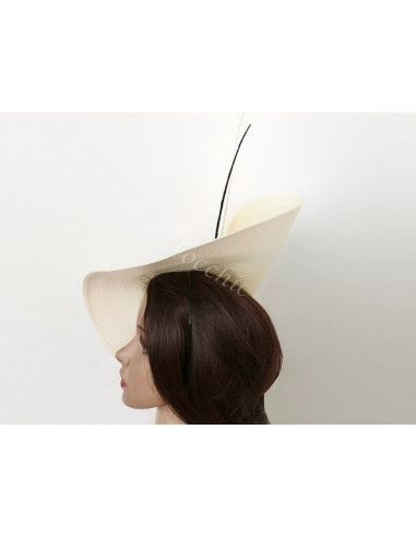 Elegante tocado blanco y negro para boda - Tocados de novia - 6