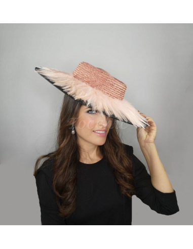 Elegant groom mother wedding hat black and nude pink - Wedding hats for women - 7