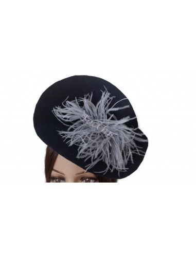 Grey and Navy blue fascinator with feathers - Wedding hats for women - 4
