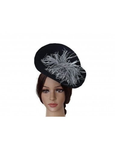 Tocado de boda azul marino y gris con plumas - Pamelas y Tocados para madrinas - 5