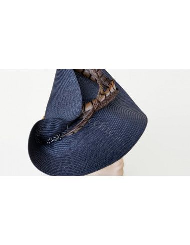 Tocado azul marino con plumas - Pamelas y Tocados para madrinas - 3